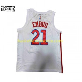 Maillot Basket Philadelphia 76ers JOEL EMBIID 21 Nike 2022-2023 City Edition Blanc Swingman - Enfant